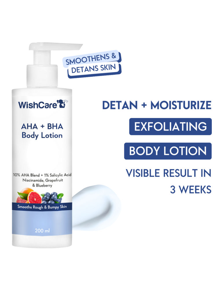 Wishcare 10% AHA Blend + 1% Salicylic Acid Glycolic & Lactic Acid Body Lotion With Niacinamide For De Tan