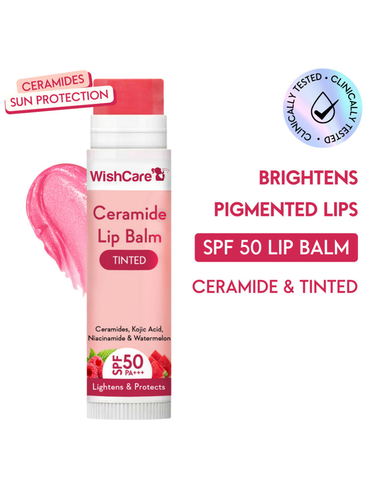 Wishcare Tinted Ceramide Lip Balm with SPF50 PA+++ - Kojic Acid & Niacinamide - For Lip Lightening
