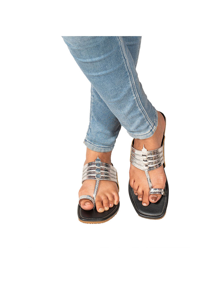 Korakari Women Silverfox Kolhapuri Chappal