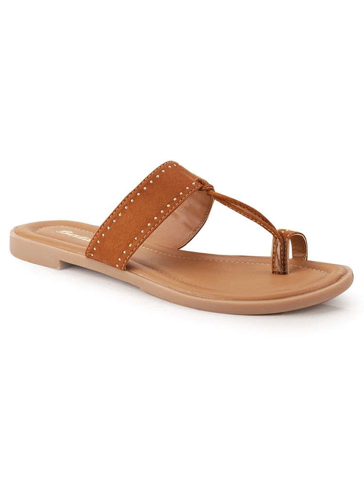 Bata Solid Tan Flats-image-15