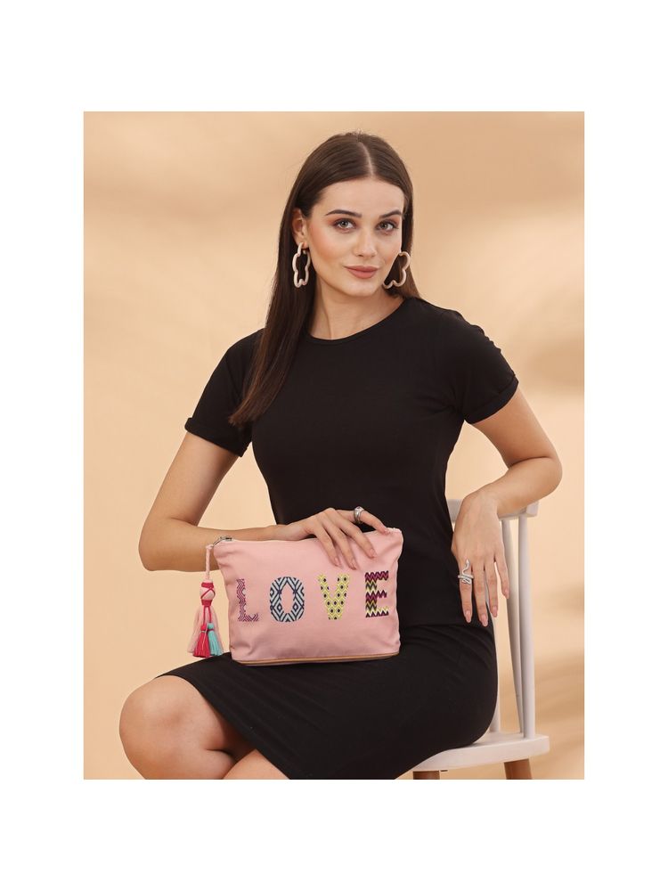 Anekaant Quirky Salmon Pink & Multi Quirky Digital Printed Cotton Canvas Travel Pouch-picture-27