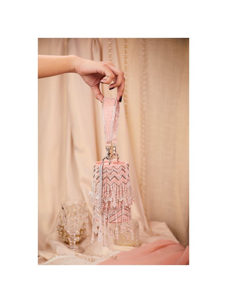 House of Vian Women Embellished Pink Potli