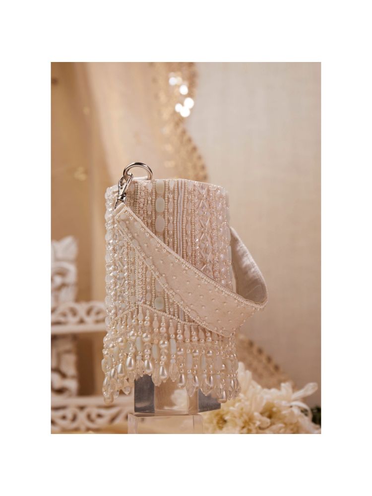 House of Vian Women Embellished White Potli