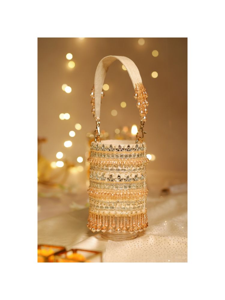 House of Vian Women Embellished Gold Potli-picture-12