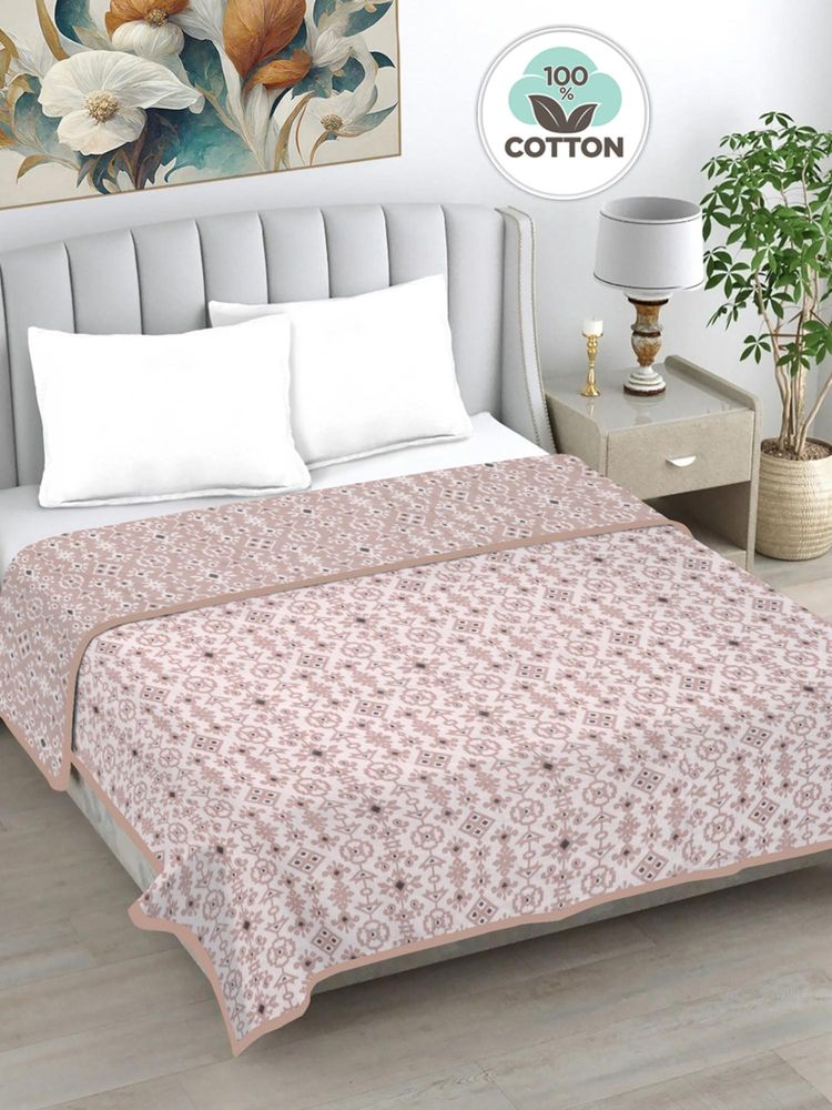 FABINALIV Pink Ethnic Reversible AC Room 230 GSM Pure Cotton Bed Dohar (King)-image-27