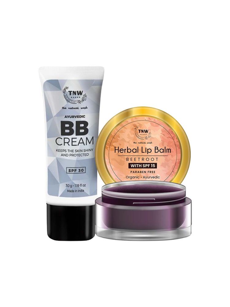 TNW The Natural Wash BB Cream and Beetroot Lip Balm for Healthy Skin & Lips Combo