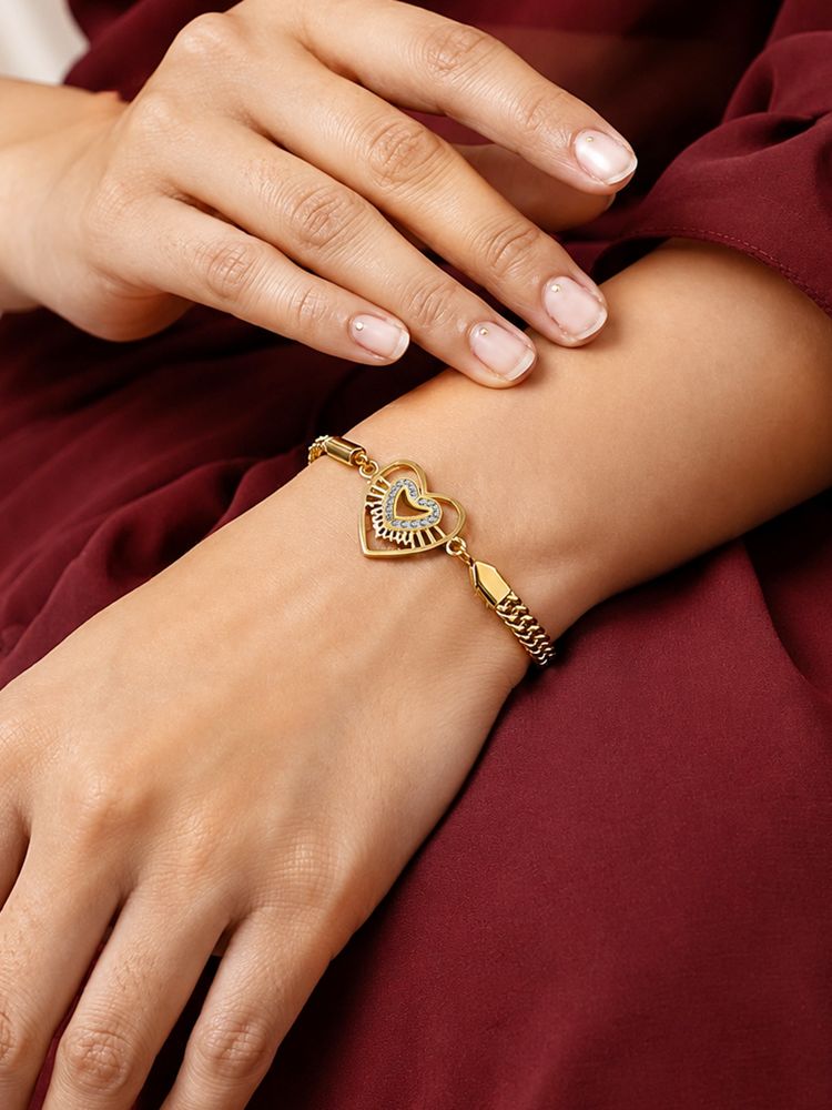 ARTKLIM Crystal Heart Cuban Link Gold Anti-Tarnish Bracelet-picture-42