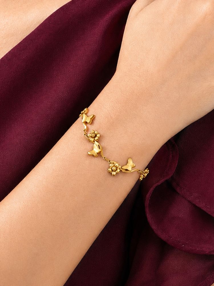 ARTKLIM Gold Butterfly and Flower Charm Anti-Tarnish Bracelet-picture-47