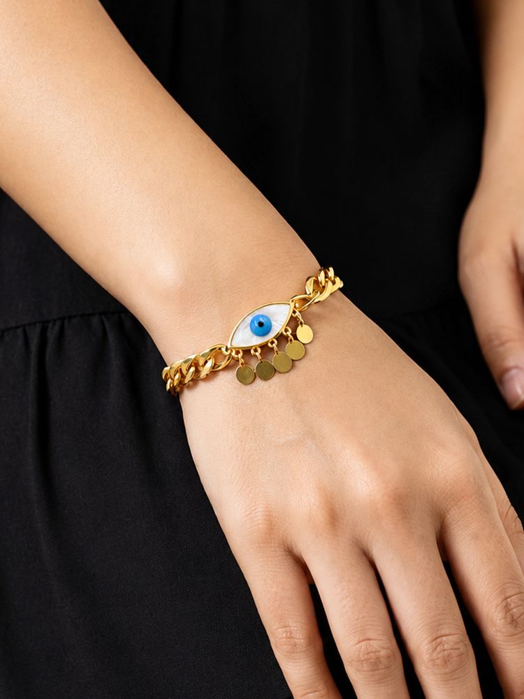 ARTKLIM Evil Eye Charm Gold Chain Anti-Tarnish Bracelet-picture-38