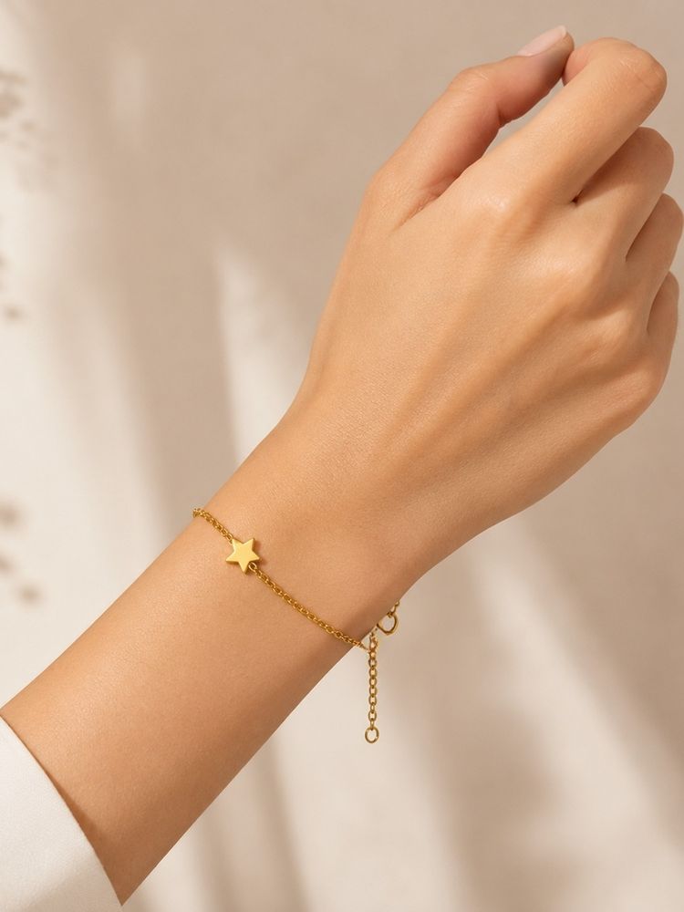 Accessher Gold-Toned Star Bracelet For Women-picture-14