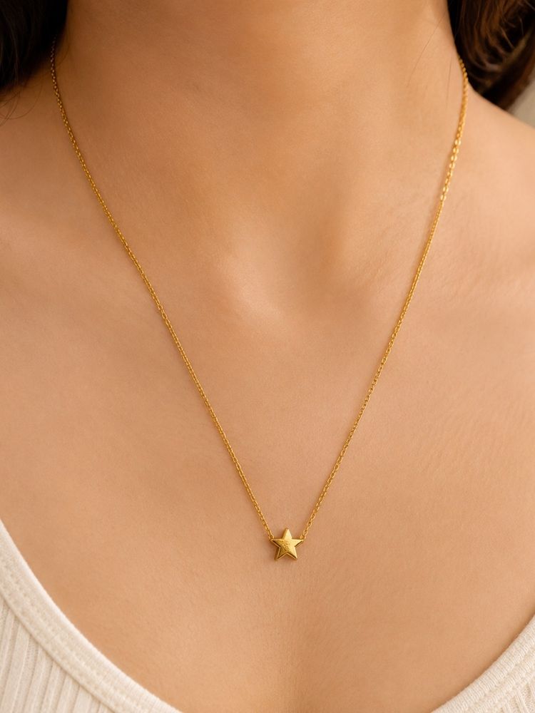 Accessher Gold-Toned Star Pendant Neckchain For Women-picture-8
