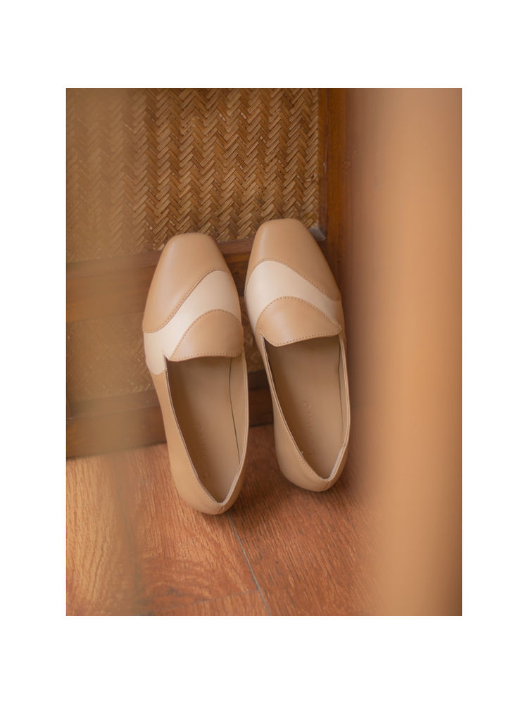 Devano Beige & White Square Toe Loafers-picture-16