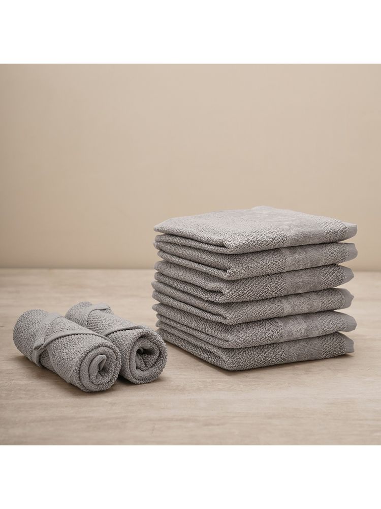 Pure Home + Living Set of 8 Grey Cotton Face Towel-picture-21