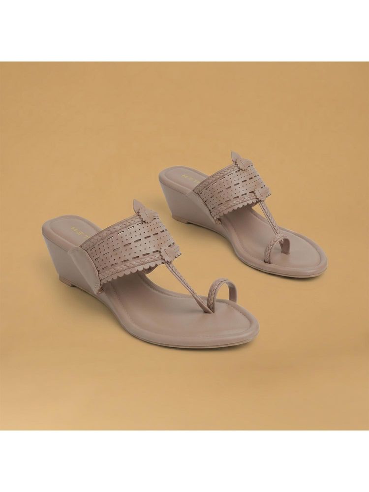 Metro Women Beige Wedges Heels-picture-38