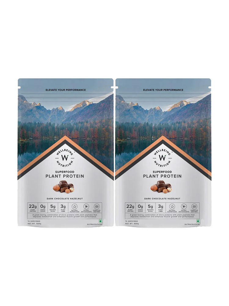 Wellbeing Nutrition Superfood Plant Protein - Dark Chocolate (Pack of 2)