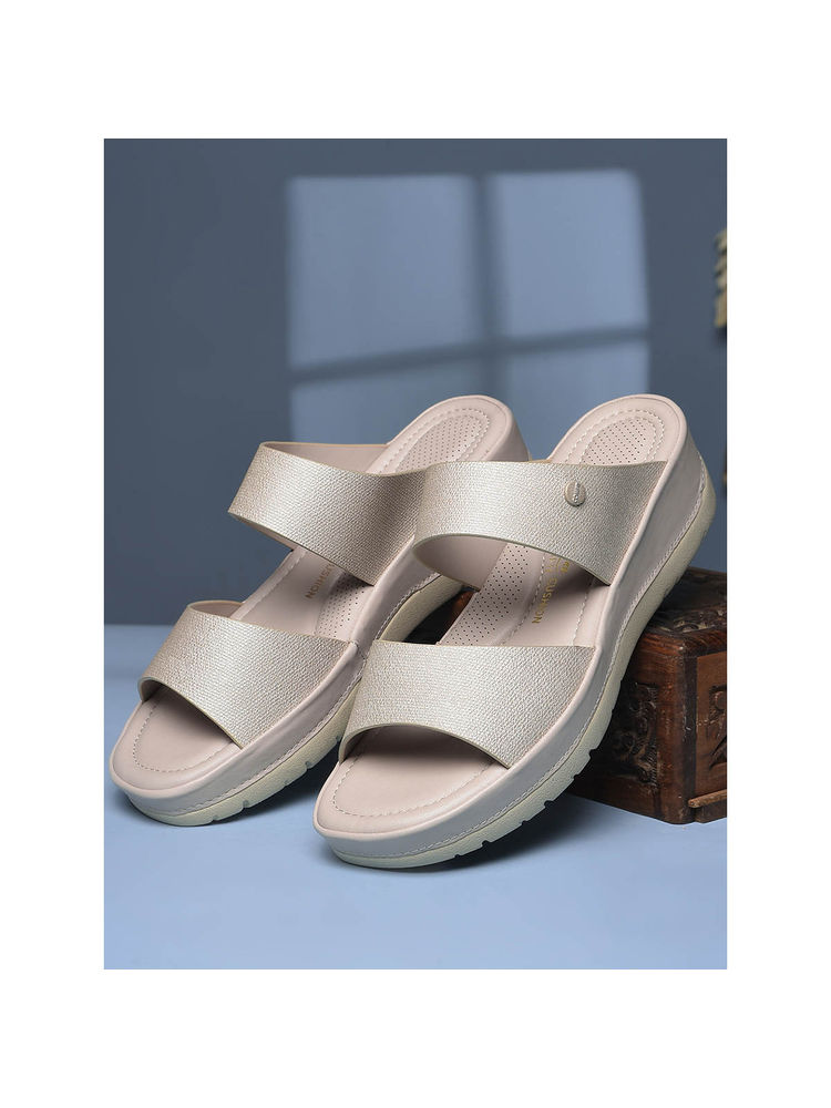 Bata Comfit Women Silver Wedge Sandals-image-18
