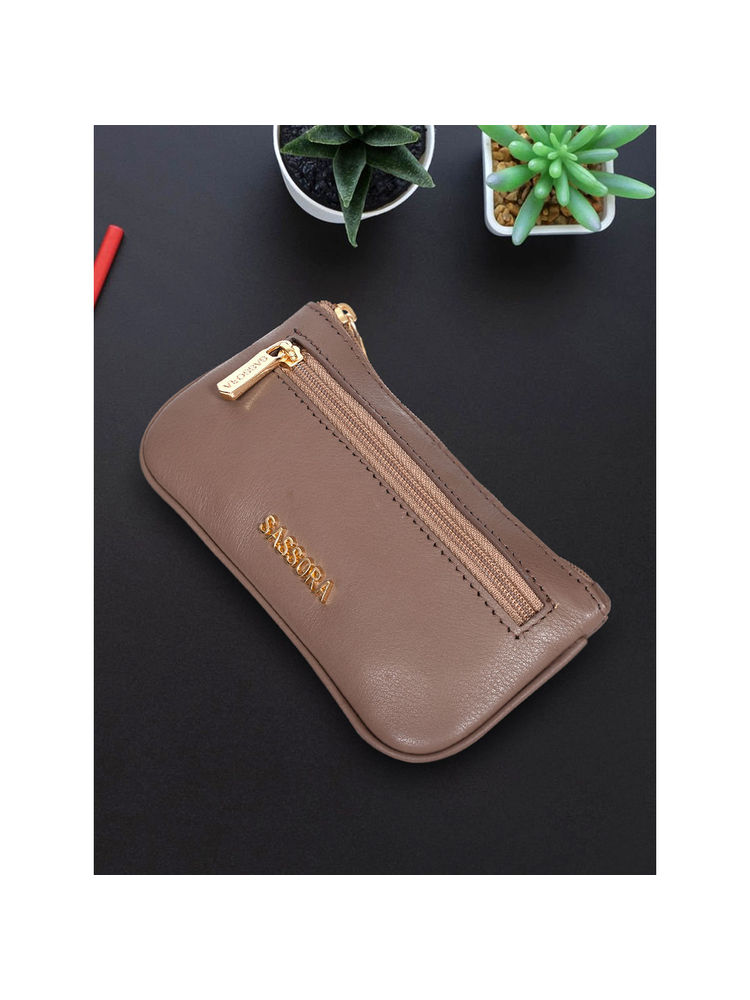 Sassora Genuine Leather Taupe Unisex Key Pouch (S)-picture-21