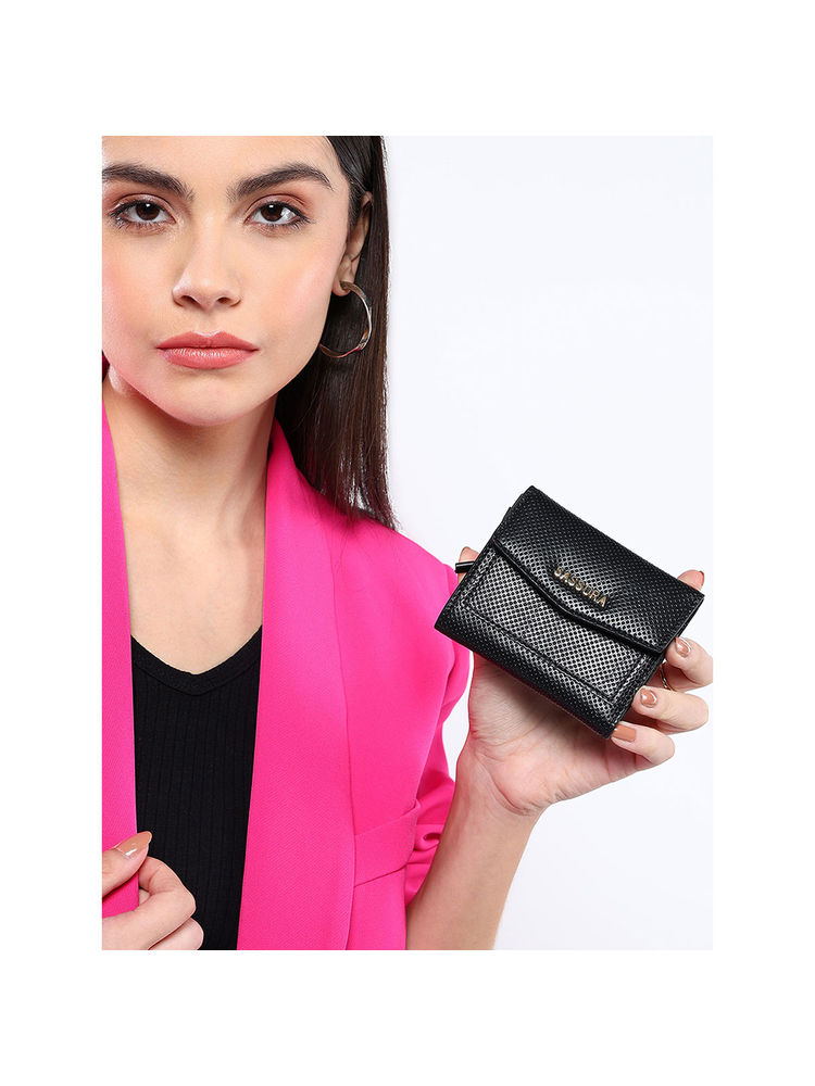 Sassora Black Premium Leather Women Rafid Snap Closure Wallet (S)-picture-16