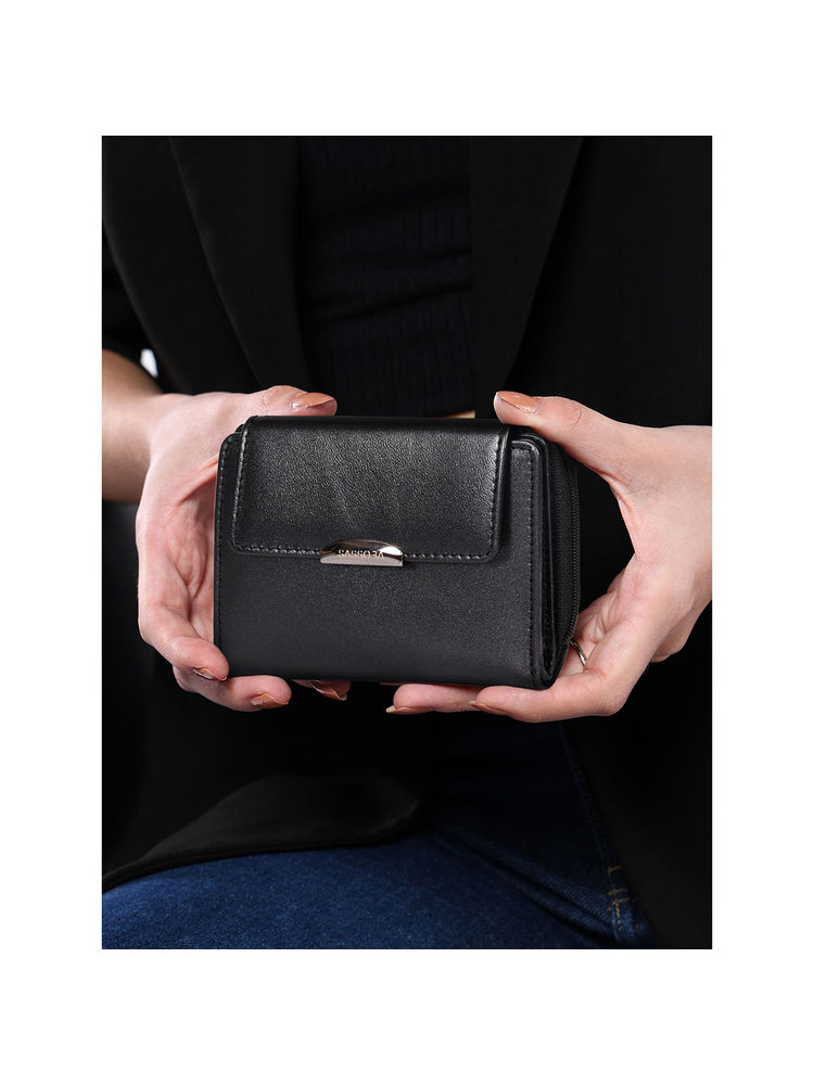 Sassora Black Premium Leather Women Rafid Snap Closure Wallet (S)-picture-16