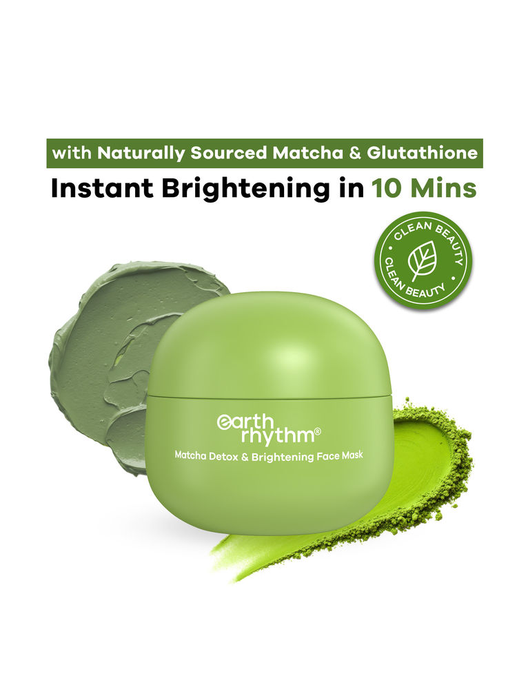 Earth Rhythm Matcha Face Mask Brightens & Detoxifies Skin With Matcha Green Tea & Glutathione