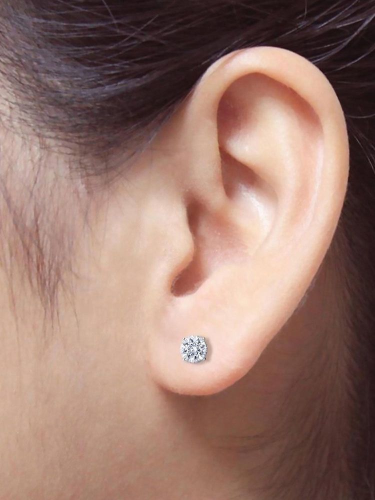 Peora American Diamond Silver Plated White Stud Earrings-picture-19