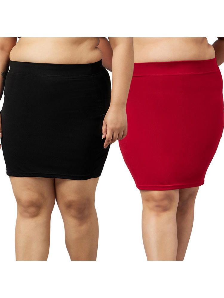 Secrets By ZeroKaata Women Plus Size Solid Seamless Skirt Shapewear (Pack of 2)-picture-14