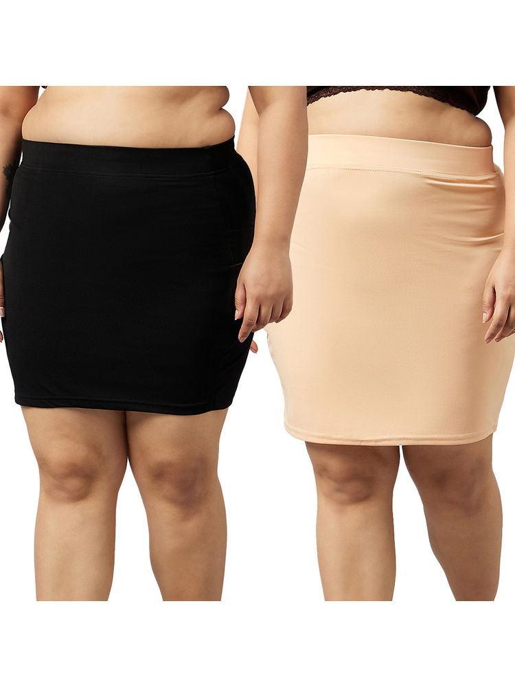 Secrets By ZeroKaata Women Plus Size Solid Seamless Skirt Shapewear (Pack of 2)-image-37