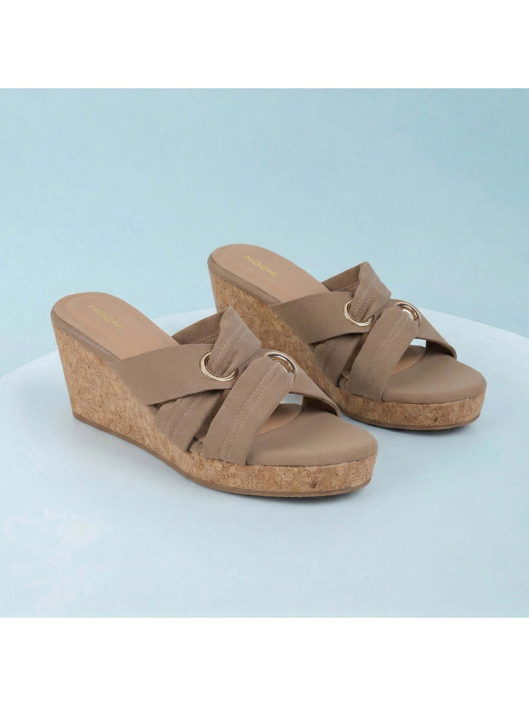Mochi WoMen's Beige Synthetic Casual Wedge Heels-picture-25