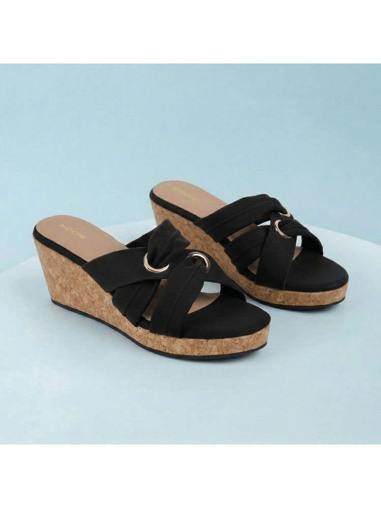 Mochi WoMen's Black Synthetic Casual Wedge Heels-picture-24