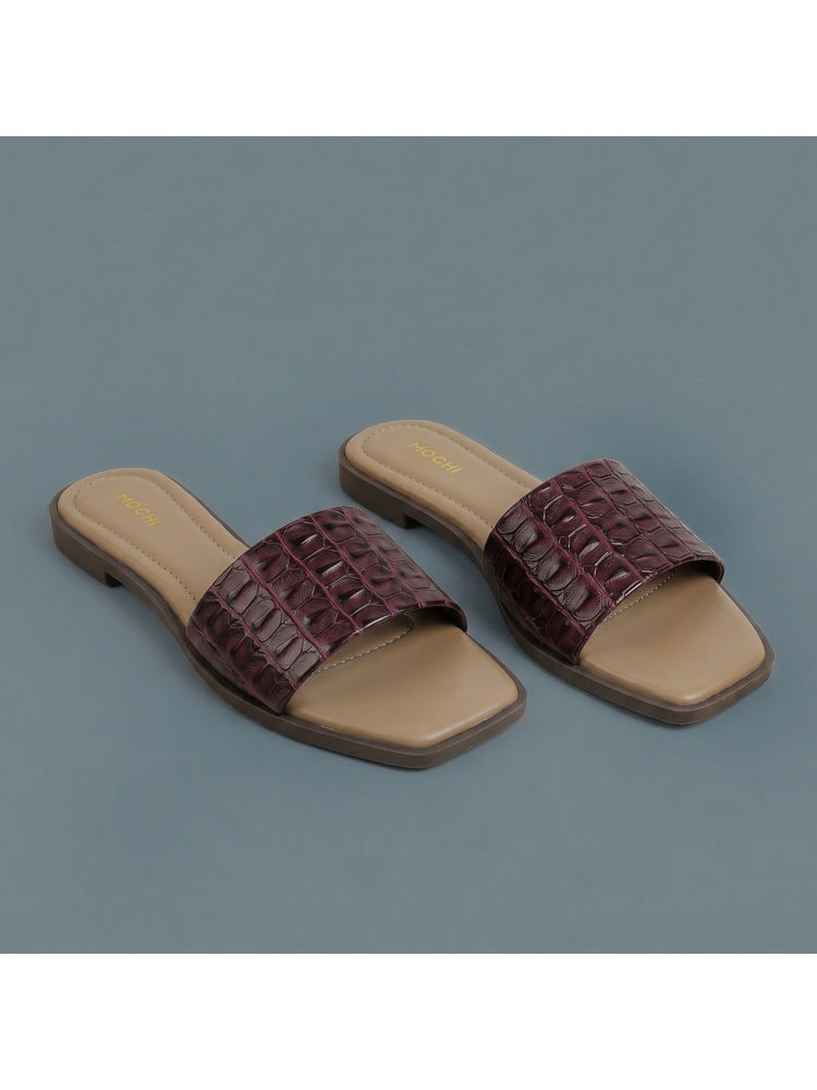 Mochi Women Wine Casual Flats-image-3