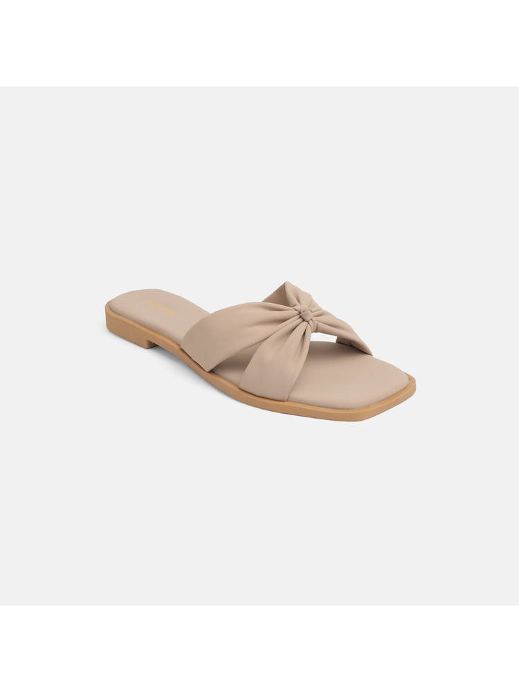 Mochi WoMen's Beige Open Toe Flats-picture-36