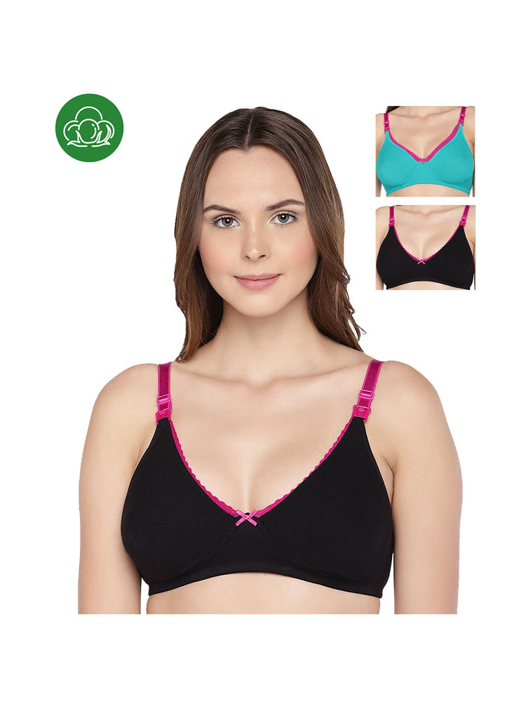 Inner Sense Organic Cotton Antimicrobial Laced Nursing Bra Pack of 3 - Multi-Color-picture-13