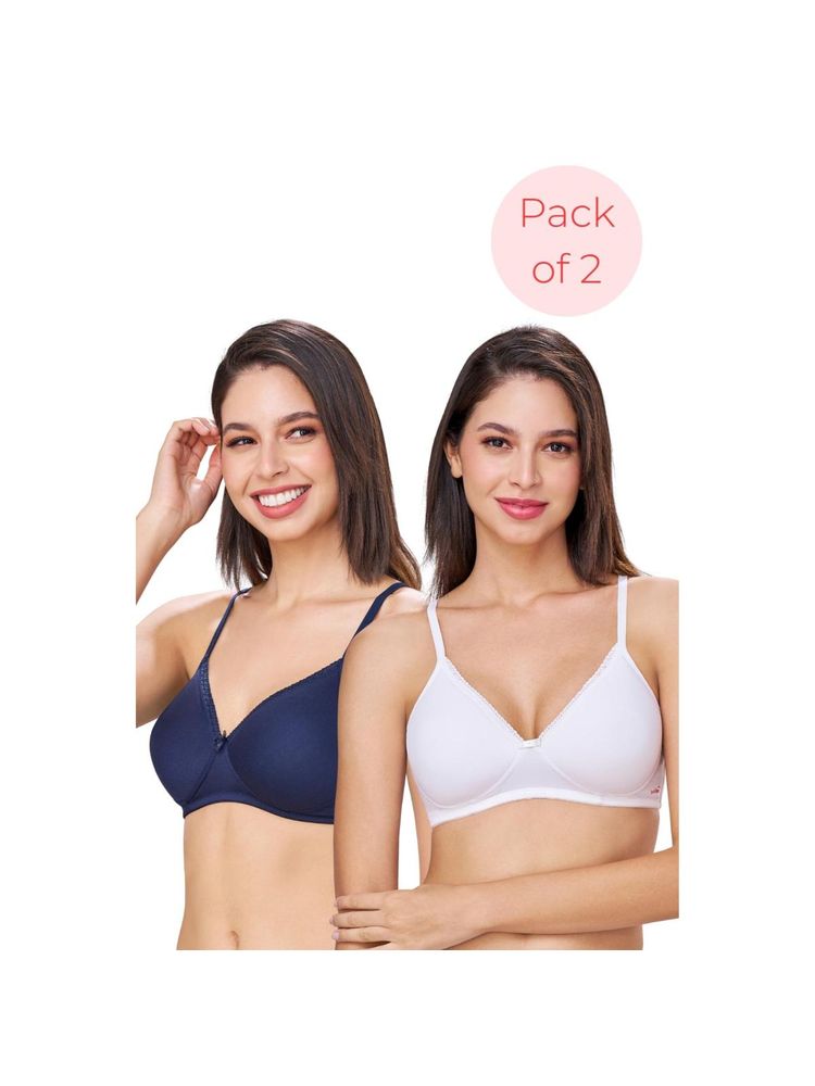bodyline Beth White & Navy Seamless Wire-Free Padded T-Shirt Bra (Pack of 2)-picture-17