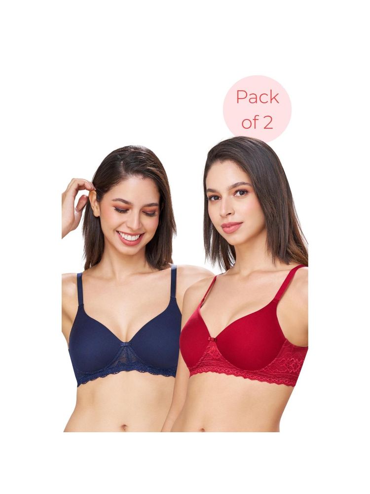 bodyline Bambi Navy Blue & Sangria Seamless U-Back Wire Free Padded T-Shirt (Pack of 2)-picture-20