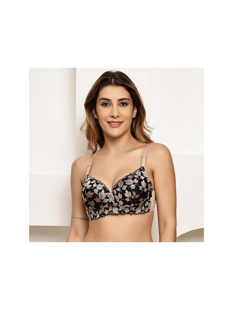 PrettyCat Womens Beige Floral Lace Lightly Padded Underwire T-Shirt Bra-picture-11