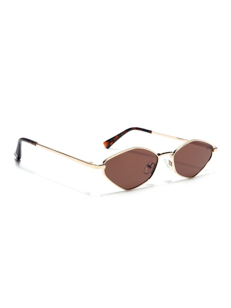 Voyage Hexagon Sunglasses for Men & Women (Brown Lens|Golden Frame)-image-40