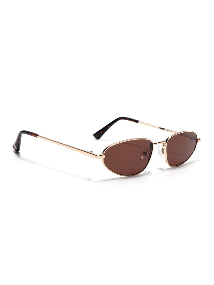Voyage Oval Sunglasses for Men & Women (Brown Lens|Golden Frame)-picture-37