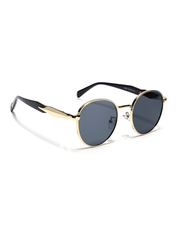 Voyage Round Sunglasses for Men & Women (Black Lens|Golden Frame)-picture-14