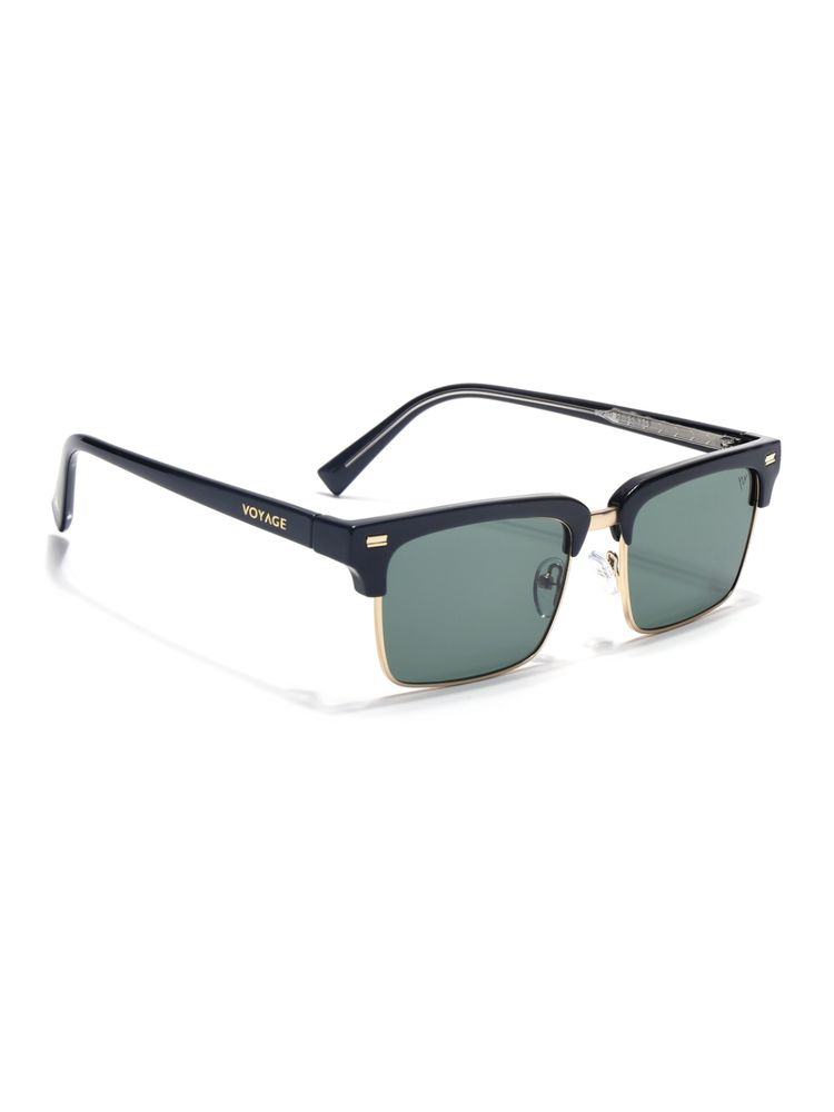 Voyage Clubmaster Sunglasses for Men & Women (Olive Lens|Golden & Black Frame)-picture-20
