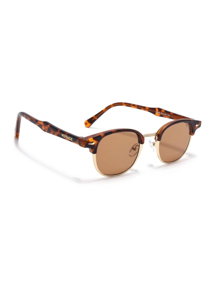 Voyage Round Sunglasses for Men & Women (Brown Lens|Golden & Demi Brown Frame)-image-20