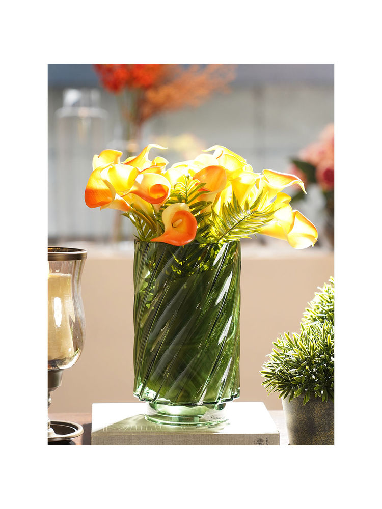 Pure Home + Living Green Swirl Textured Straight Glass Vase-image-37