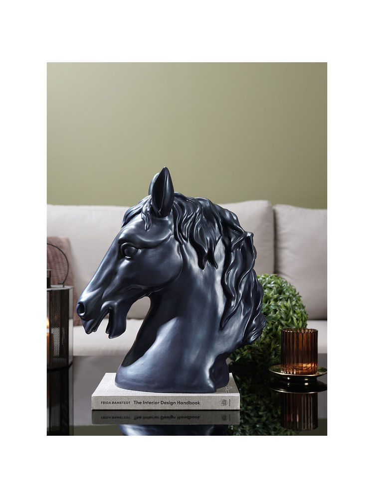 Pure Home + Living Dark Blue Matte Finish Polyresin Horse Head Figurine-image-30