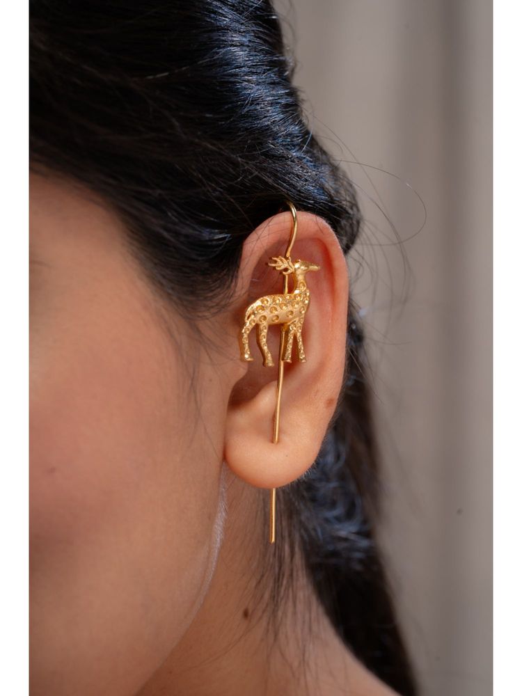 AARSEE OFFICIAL Anti-Tarnish 22Kt Gold-Plated Antler Needle Earrings-image-25