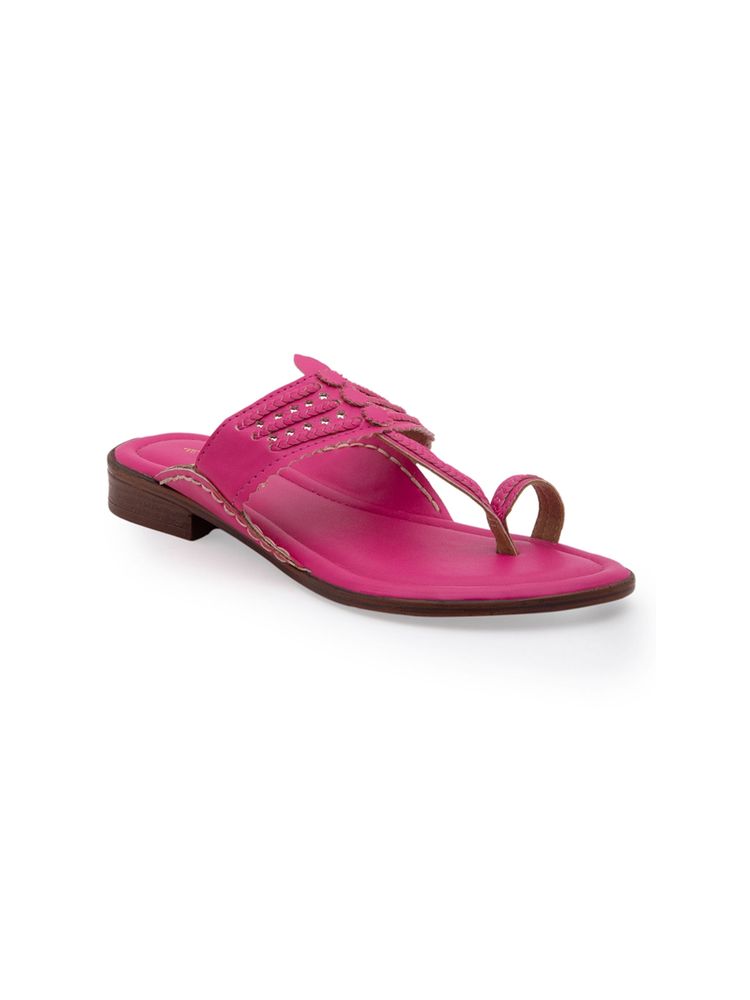 5 Elements by Radhika Gupta Solid Pink Kolhapuris