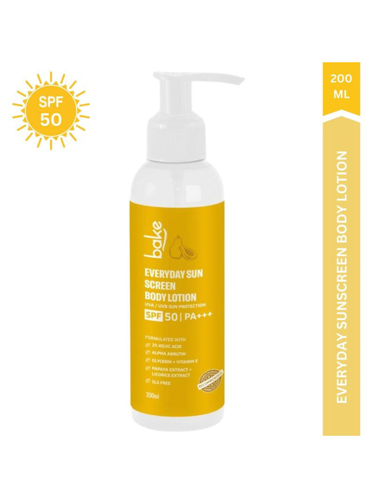 BAKE Everyday Sunscreen Body Lotion SPF 50 PA+++with 2% Kojic Acid for Tan Removal & Sun Protection-image-18