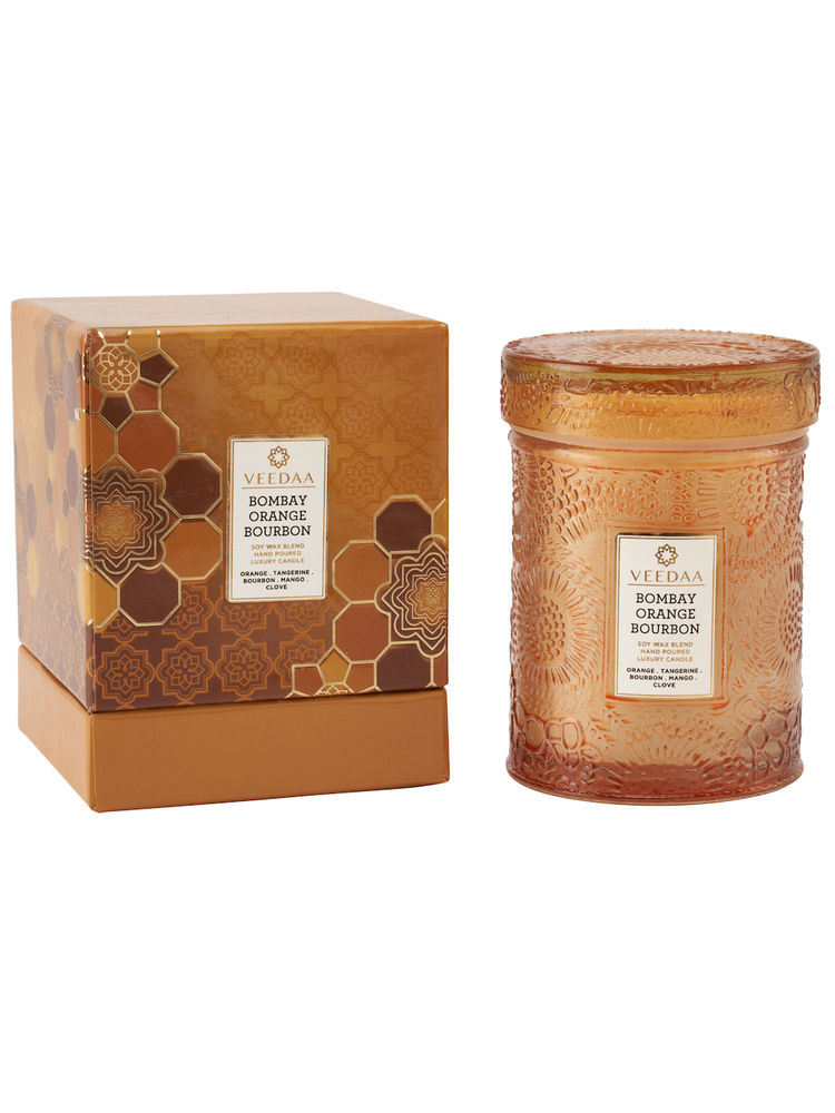 Veedaa Candles Bombay Orange Bourbon Glass Scented Candle-picture-14