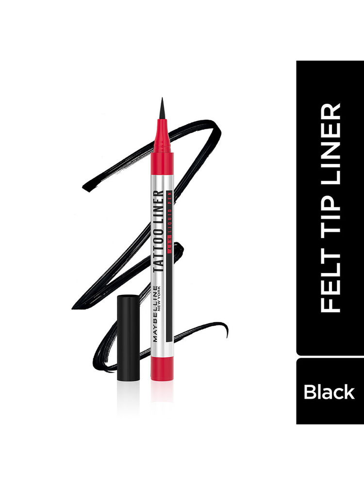 Maybelline New York High Impact Tattoo Pen Liner, Lasts Up To 48H - Black, Water & Smudge-proof