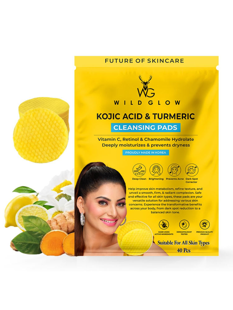WILDGLOW Turmeric & Kojic Acid Face Cleansing Pads