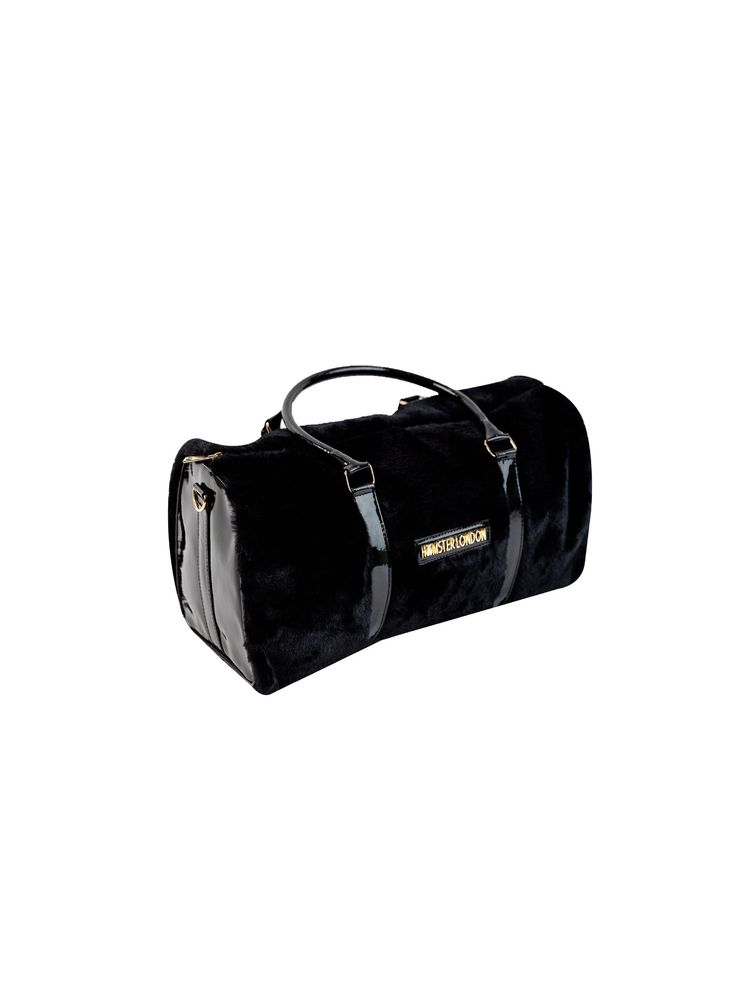 Hamster London Fur Baby Duffle Bag with Detachable Strap Black (M)-image-49
