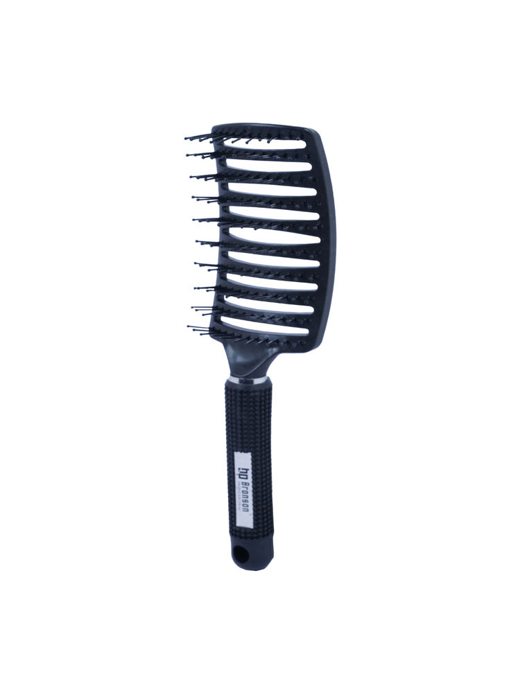 Bronson Professional Paddle Hair Brush Vented For Detangling & Instant Hair Volume - Black